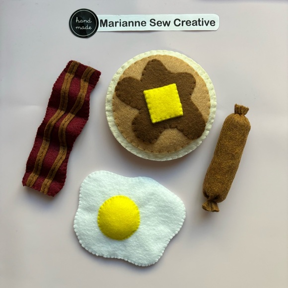 COPY- Felt Food Toy Playset,Breakfast, Plushie Toy for Kids,Girl Boy Kitchen Toy - Picture 9 of 10
